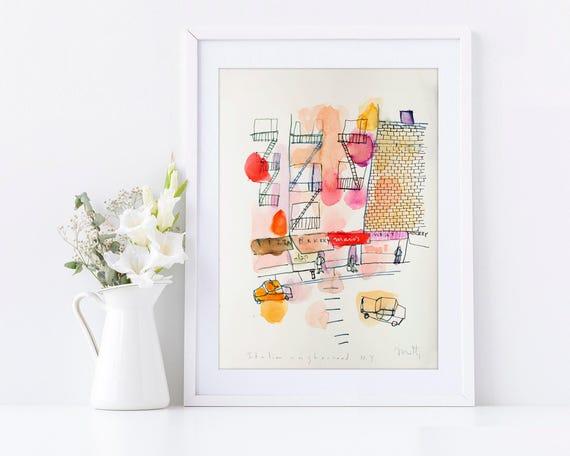 Little Italy NYC Art Print: Hand-Sketched Architecture