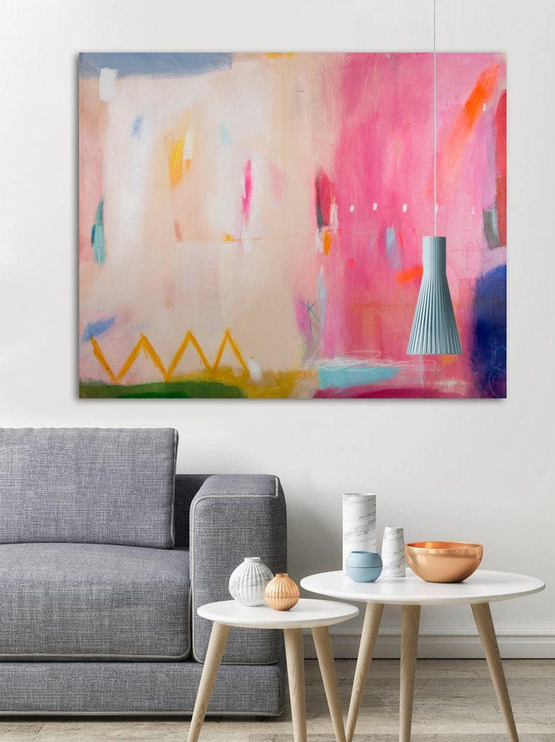 Pink Abstract Art Print: Modern Beige Wall Decor, Camilo Mattis image 2