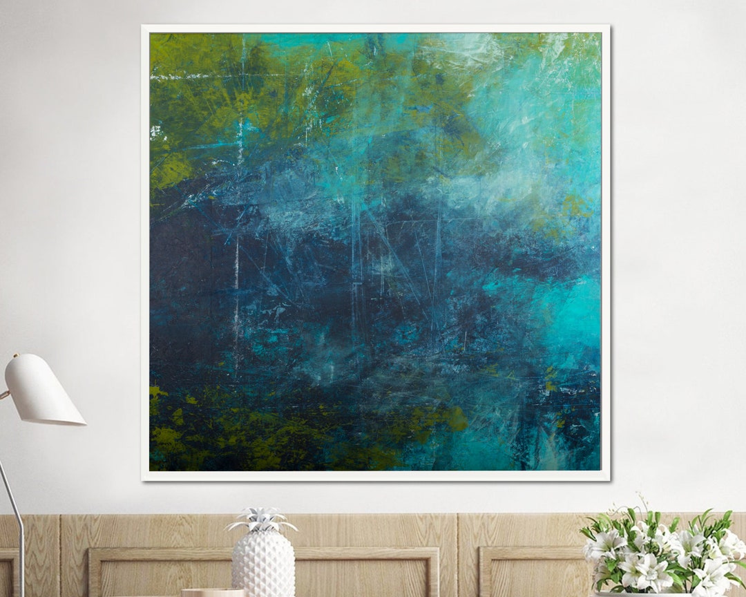 Navy Blue and Teal Extra Large Wall Art Original Abstract - Etsy