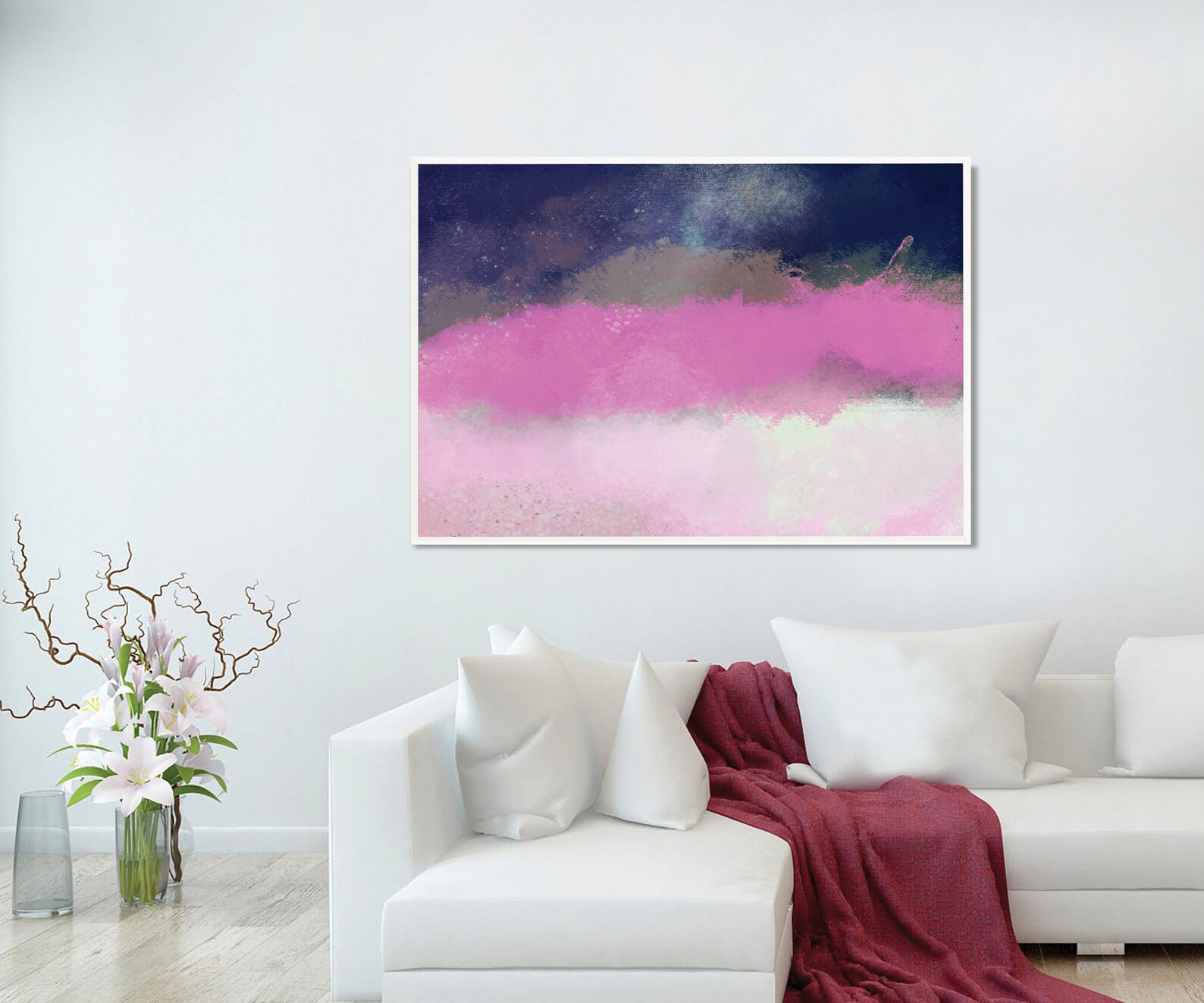 Pink and Blue Extra Large Wall Art Print Pink Wall Art Print Etsy