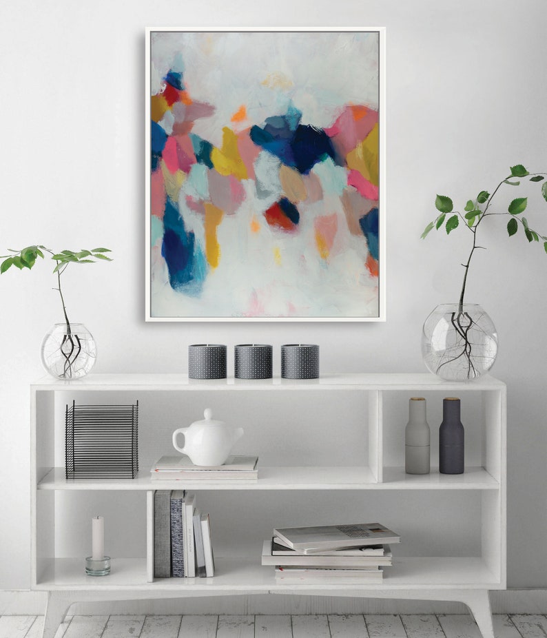 Navy Blue Oversized Wall Art Print Colorful Canvas Art Print Etsy