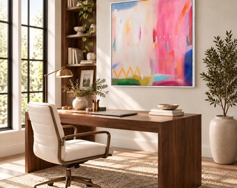 Pink Wall Art, Modern Beige Abstract Print | Extra Large, Camilo Mattis