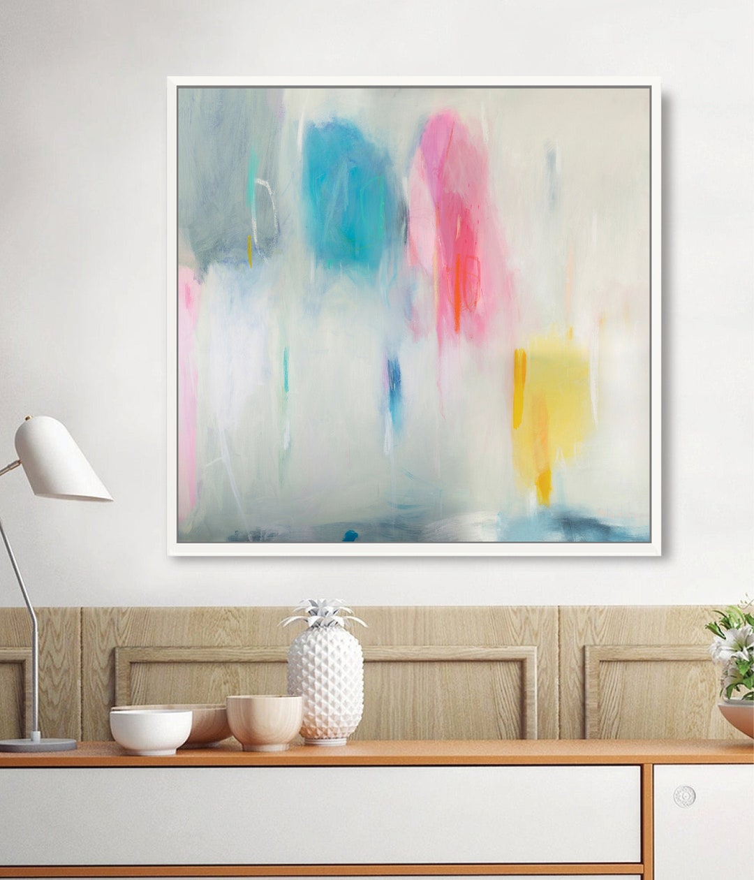 Light Blue Abstract Art Print Oversized Wall Art Extra Large Wall Print