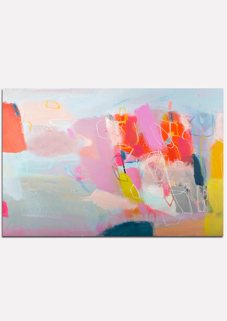 Extra large wall art abstract art print Pink wall art print Etsy