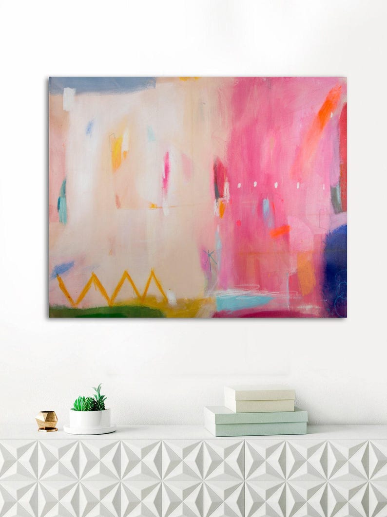 Pink Abstract Art Print: Modern Beige Wall Decor, Camilo Mattis image 3