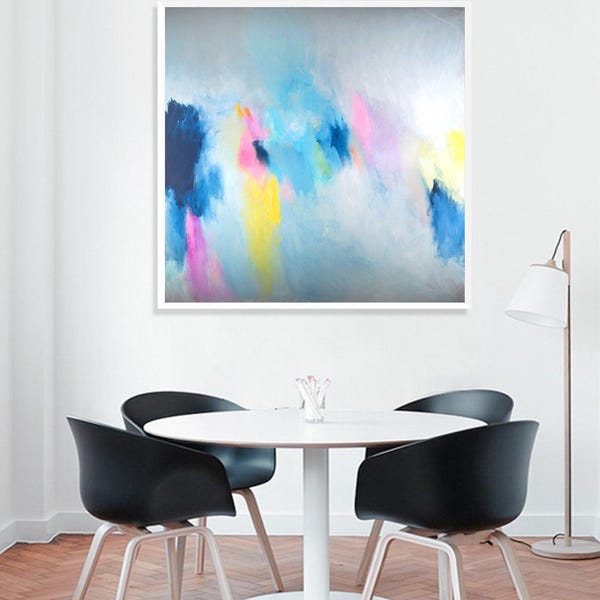 Pink and Blue Abstract Art Print: Modern Home Decor by Camilo Mattis