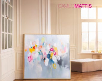 Pink Circles Abstract Art Print: Colorful Geometric Giclee Reproduction