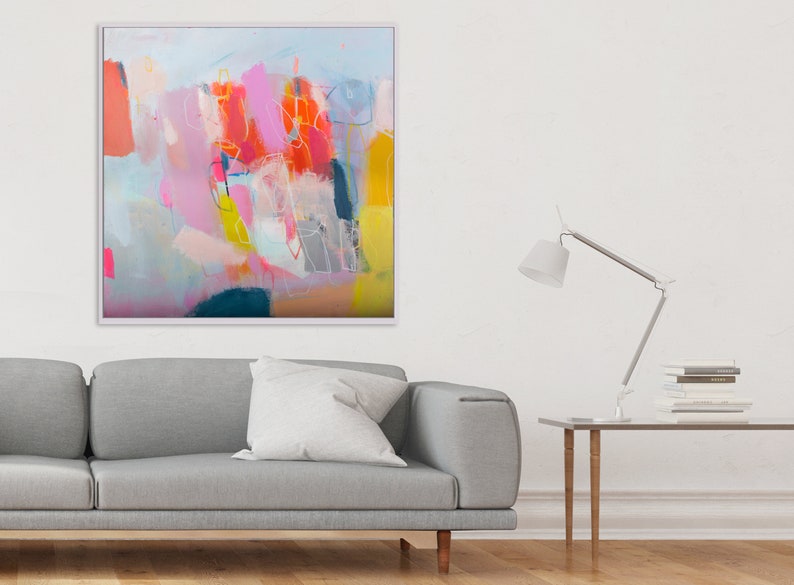 Sofa with a original painting on canvas by Camilo Mattis