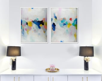Conjunto de láminas de arte abstracto: Grandes pinturas de bellas artes multicolores