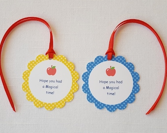 Red Apple Birthday Party Favor Tags: Hope you had a Magical time!, Set of 12