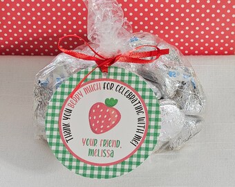 Thank You Berry Much Strawberry Favor Tags, Thank You Berry Much Birthday Party Favor Tag, Printed Tags