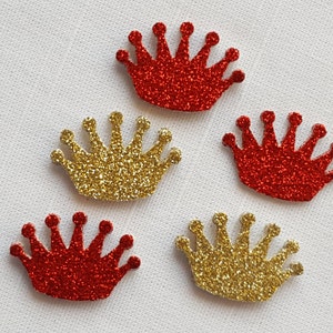 Red & Gold Glitter Royal Prince Princess Crown Confetti, Prince Birthday Party, Princess Bridal Shower, Royal Baby Shower Table Decoration