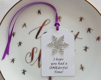 Silver Snowflake Winter ONEderland First Birthday Party Favor Tags: I hope you had a ONEderful Time!, Set of 12