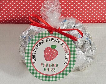 Berry Sweet Strawberry Favor Tags, Thanks For Making My Party So Berry Sweet, Birthday Party Favor Tag, Printed Tags