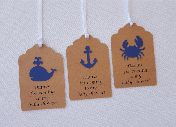 Navy Blue Whale, Anchor Crab 'Thanks for coming to my baby shower!' Favor  Tags, Set of 12, Baby Boy Shower, Nautical Thank you tag