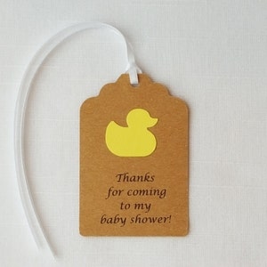 Yellow Rubber Duck &#39;Thanks for coming to my baby shower!&#39; Favor Tags Set of 12, Baby Girl Boy Shower, Rubber Ducky Thank you tag