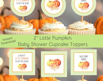 Little Pumpkin Printable Cupcake Toppers, Fall Autumn Baby Shower Cupcake Topper, Gender Neutral Baby Shower Cupcake Picks, Instant Download