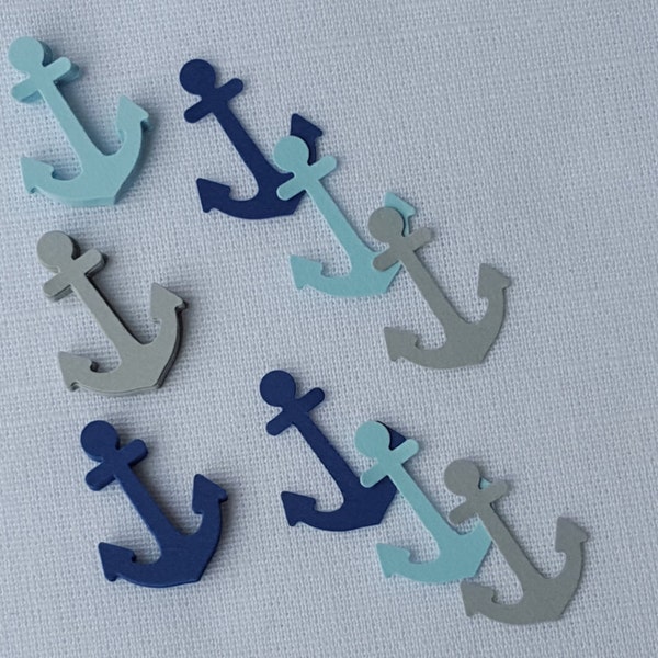 Anchor Confetti Table Scatter, Nautical First Birthday Party, Anchors Away Nautical Baby Boy Shower, First Mate Bridal Shower, Blue Gray