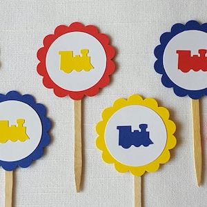 Choo Choo Train Birthday Party Cupcake Toppers, Set of 12