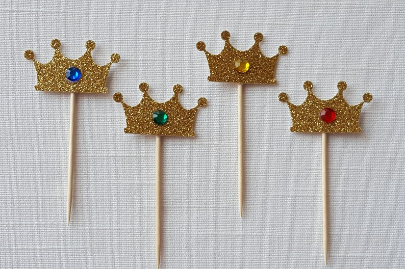 Medieval Knight Gold Crown Cupcake Toppers Set of 12 Royal Etsy