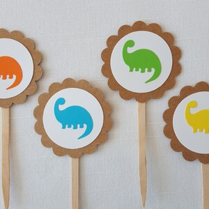 Dinosaur Cupcake Toppers, Set of 12 // Dino Birthday Party Decoration // Baby Boy Shower Cupcake food Pick