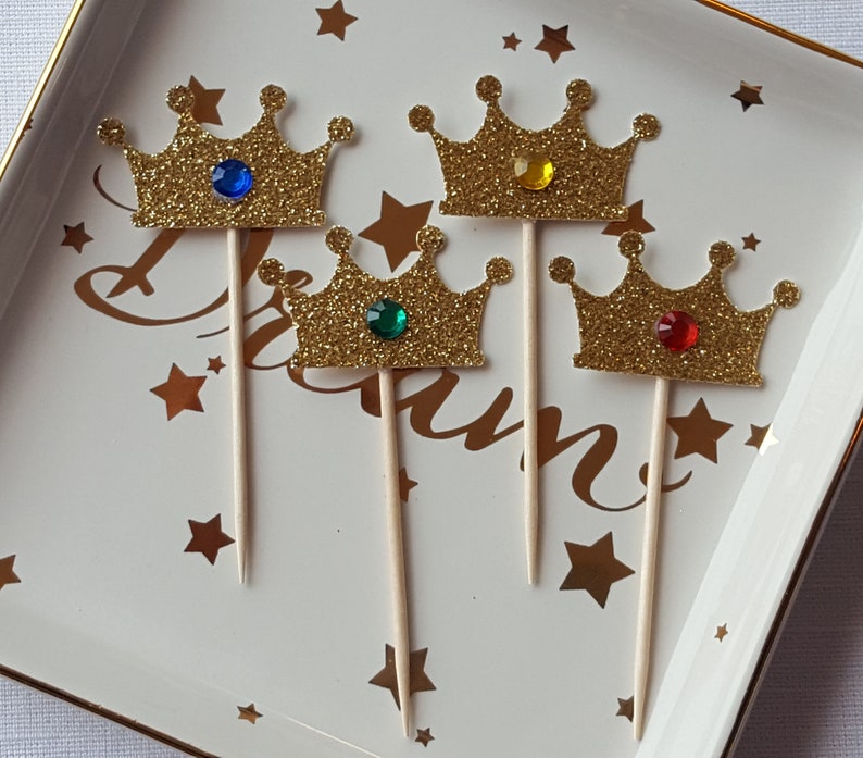 Medieval Knight Gold Crown Cupcake Toppers Set of 12 Royal Etsy