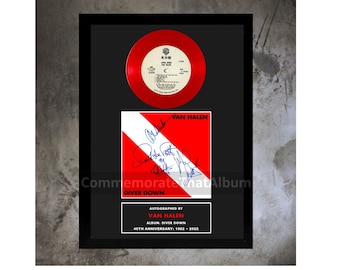 Van Halen Commemorative 40th Anniversary &quot;Diver Down&quot; Autographed Replica, 9.5&quot; x 12.5&quot; display. Frame included.