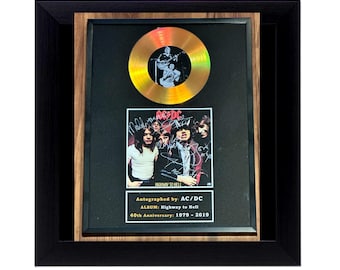 AC/DC Commemorative 40th Anniversary &quot;Highway to Hell&quot; Autographed Replica, 9.5&quot; x 12.5&quot; display/Frame included/Bon Scott/Angus Young