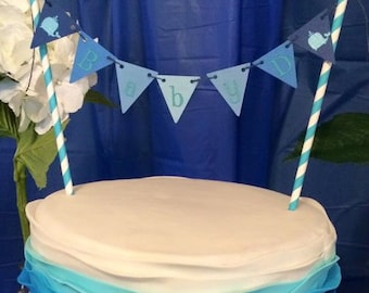 Whalecome Baby Cake Bunting/ Topper - Blue Ombre