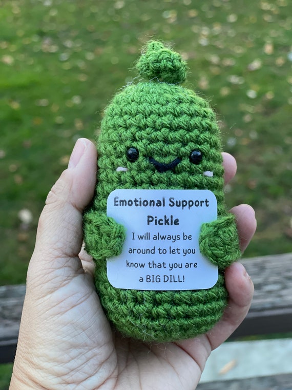 Handmade Emotional-Support Pickled Cucumber Gift, Crochet Emotional Support  NEW