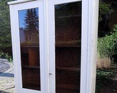 Vintage Bücherschrank, Vitrine, cremeweiß, Jugendstil ca. 1910