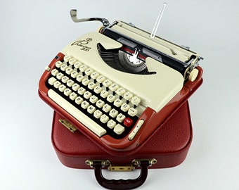 Princess 300 Terracotta / Cream Colored, Vintage Typewriter from 1958, Rare, With Original Operating Instructions - Top Condition