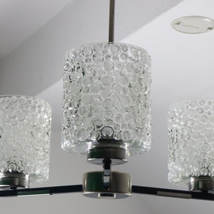 Vintage 60s/ 70s Three Arms Pendant Light Bubble Glass Hanging Lamp