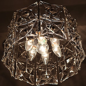 Original Kinkeldey Designer Hanging Lamp, Crystal Glass Prism Chandelier from the 1960s - Top Condition