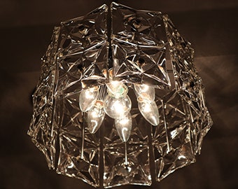 Original Kinkeldey Designer Hanging Lamp, Crystal Glass Prism Chandelier from the 1960s - Top Condition