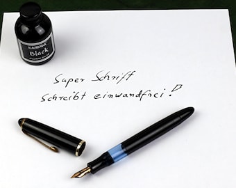 Referent Fountain Pen 1960s | Vintage Black Pen with Gold Nib | Collectible | Ink Bottle Included | Retro Writing