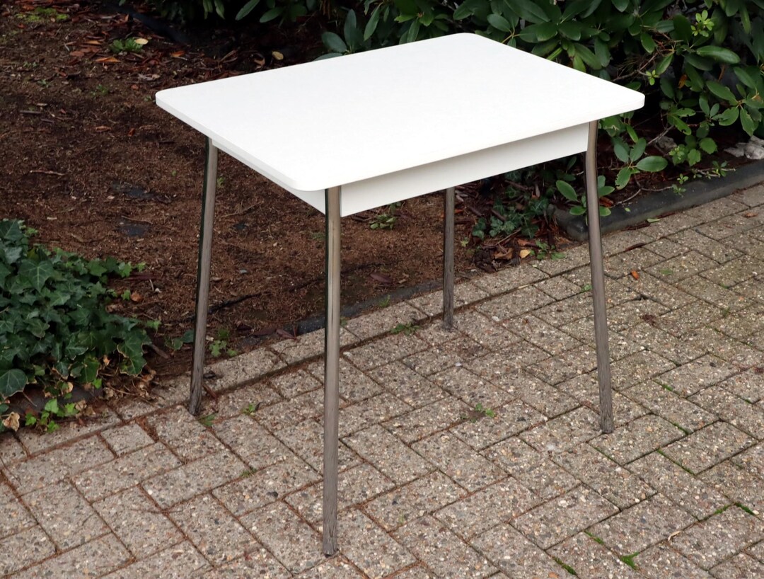 Small Vintage Kitchen Table From Wood With Formica Tabletop and Chrome ...