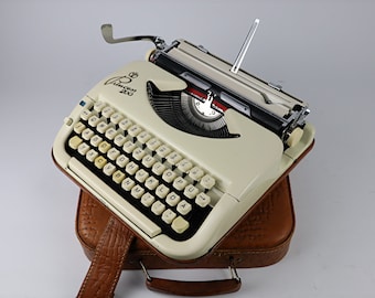 Princess 200 Vintage Typewriter from 1955, Ivory-Coloured with Operating Instructions