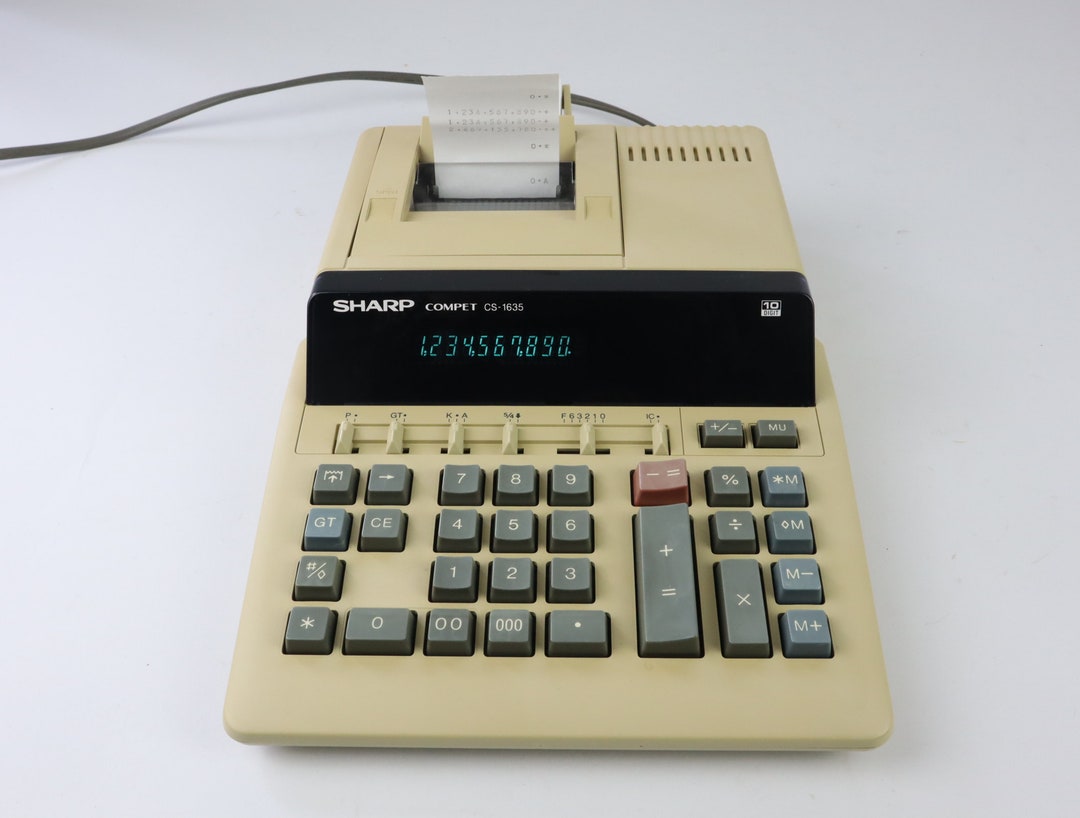 Vintage Desk Calculator Sharp Compet CS-1635 From 1987 With 10-digit ...