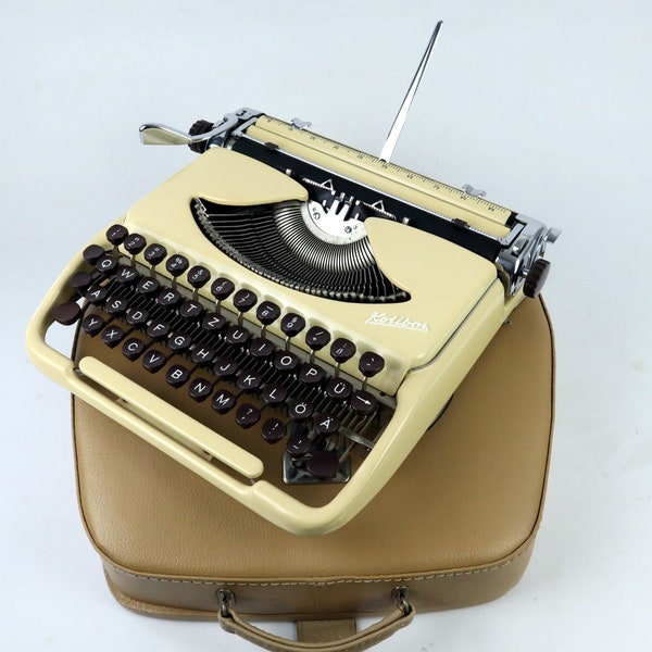 Rare GROMA Kolibri Vintage Typewriter, Ivory-Coloured, GDR Typewriter with Operating Instructions - Top Condition