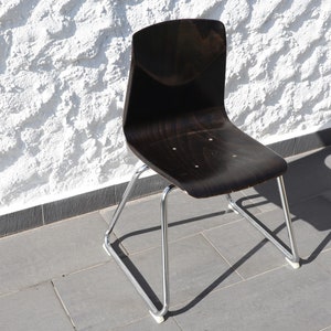 70s School Chair by Galvanitas, Pagwood, Thur-Op-Seat, Stacking Chair, Rosewood
