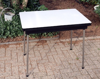 60s Vintage Kitchen Table Formica Tabletop/ Chrome Legs/ Metal Frame, Extendible - Super Sturdy