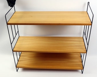 60s Shelving System Ladder Shelf Wall Shelf from WHB in STRING Design, 3 Shelves, 26 cm Deep