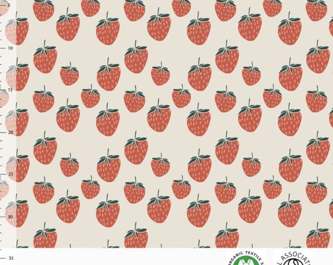 Strawberries 2x1 RIBBED Knit Cotton Elvelyckan Design Rib Knit Organic ...