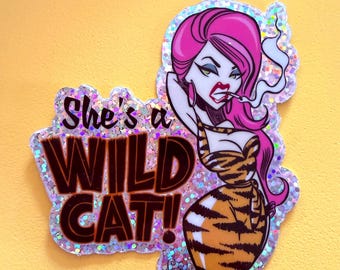 Wildcat Mini Glitter Sticker by Candy