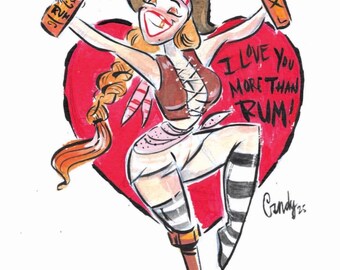 I love you more than rum! Card by Candy