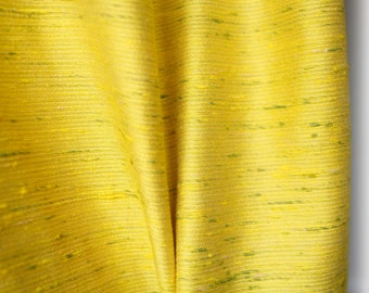 bright butter yellow vintage nubby shantung upholstery decor fabric - green yellow nubby threads