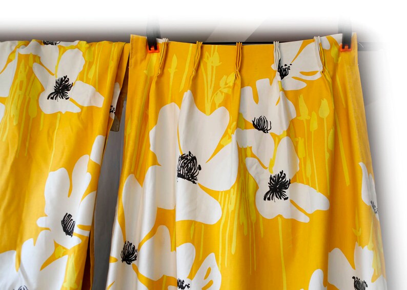 Vera Burlington House Bright Yellow Curtains With White Etsy