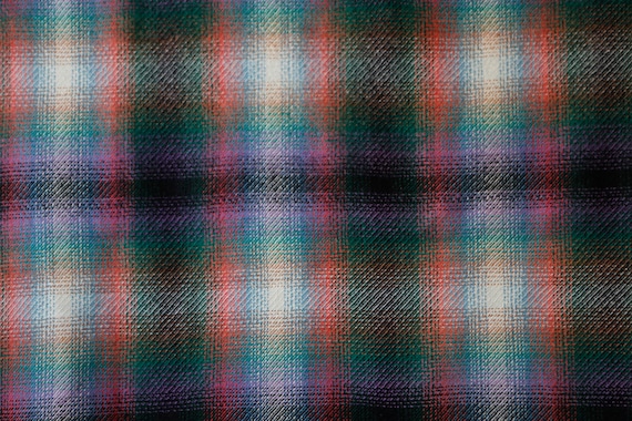 Vintage purple green orange black plaid wool blanket w fringe. - fantastic blanket w gorgeous weave