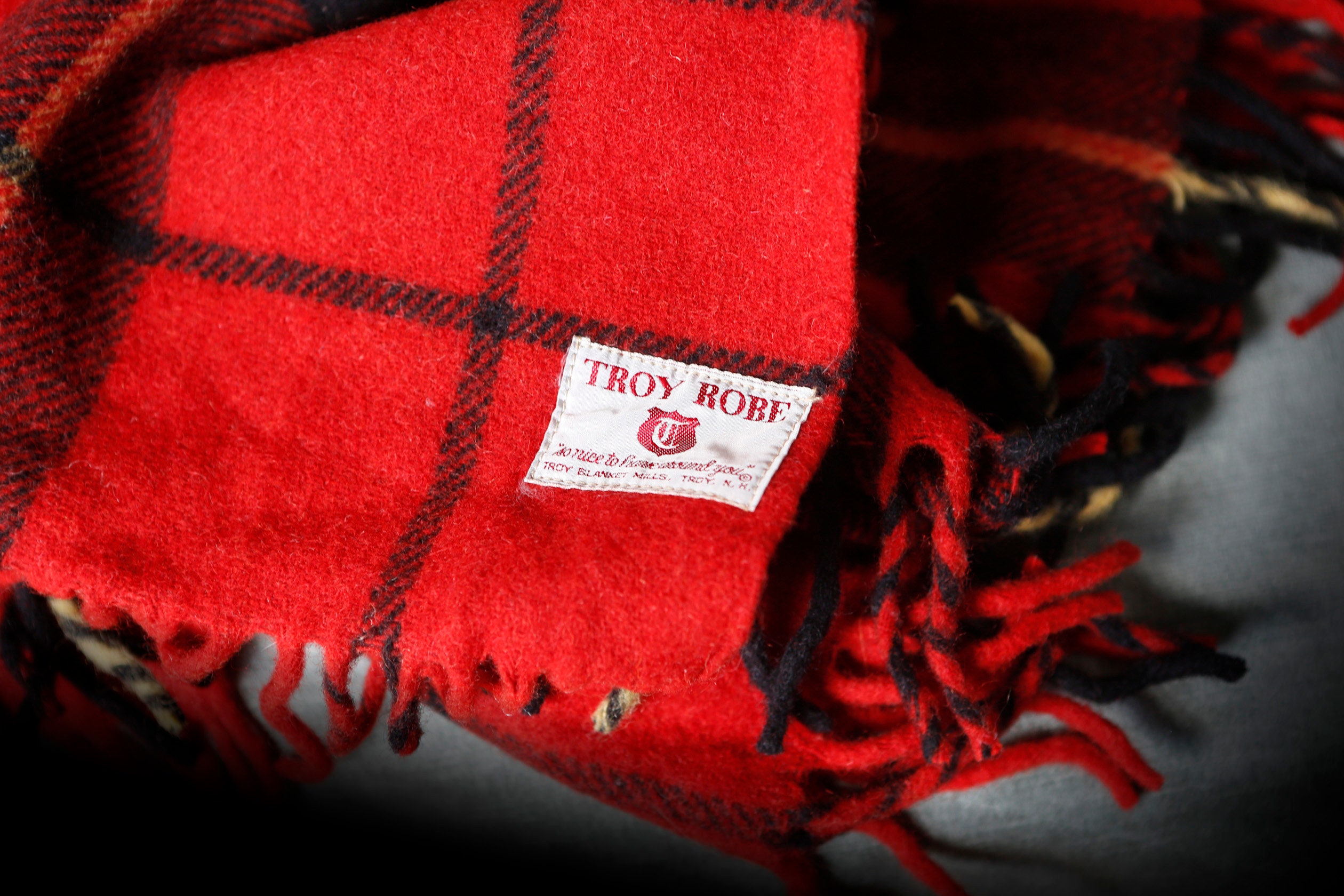 Vintage Troy Robe Red Black Yellow Plaid Blanket Wool Etsy